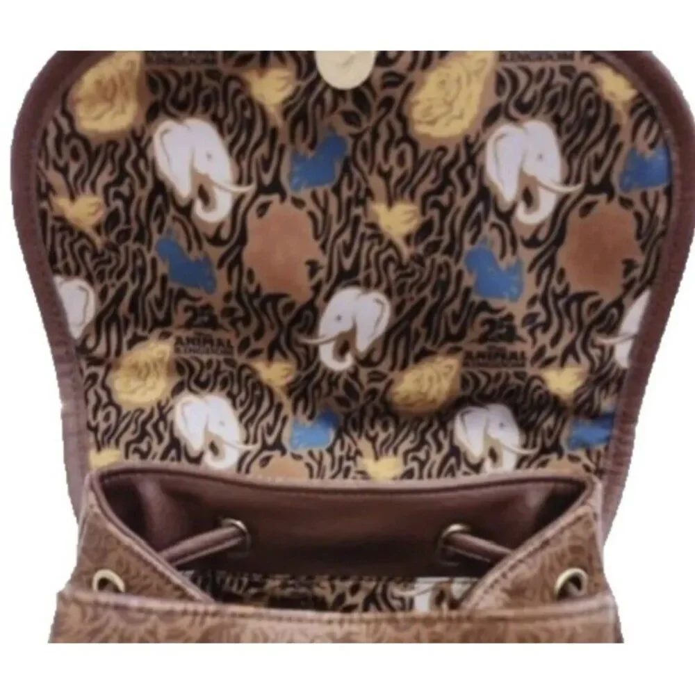 Disney Parks Animal Kingdom 25th Anniversary Loungefly Brown Backpack